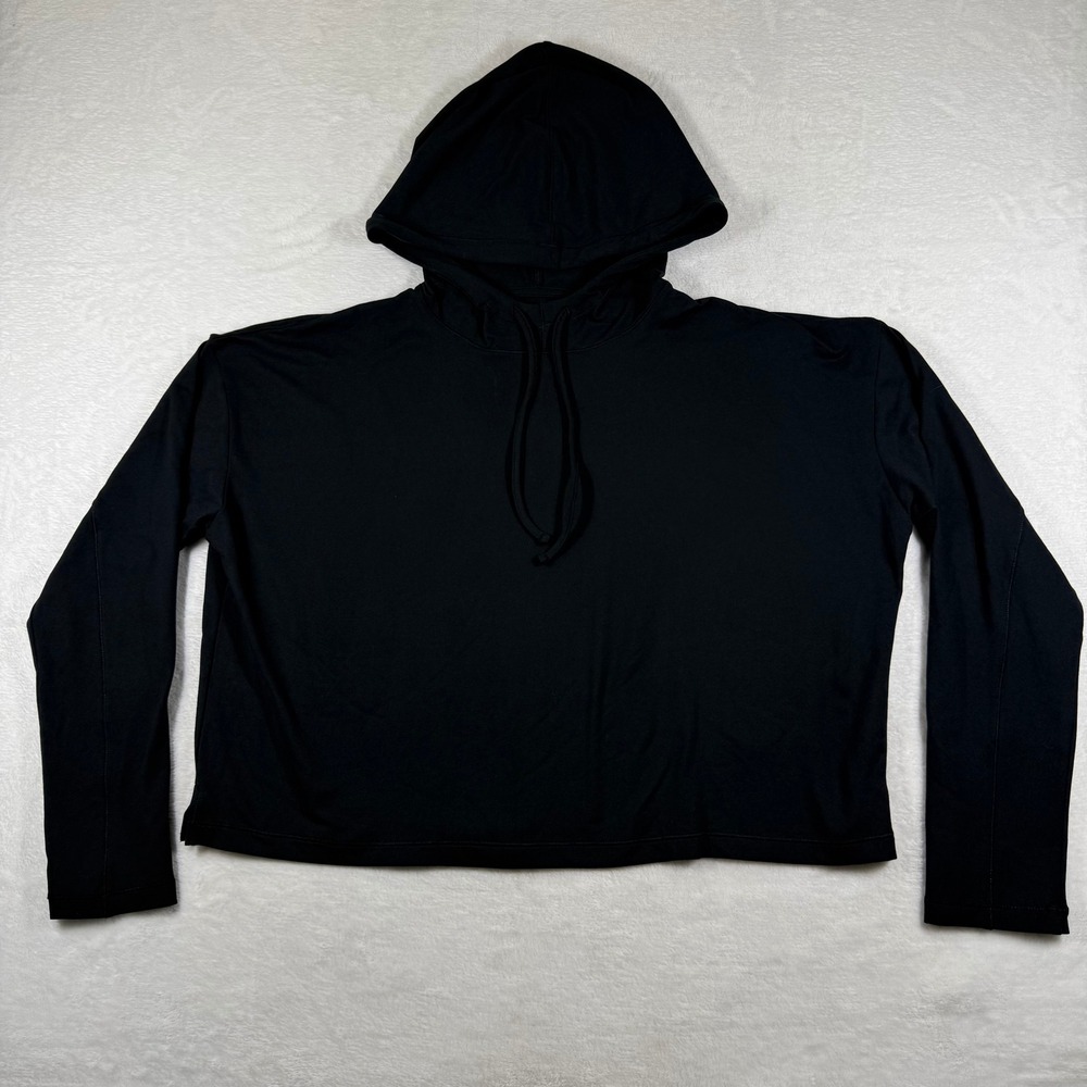 Girlfriend Collective Black Cropped‎ Hoodie Recycled Activewear Sweatshirt Small